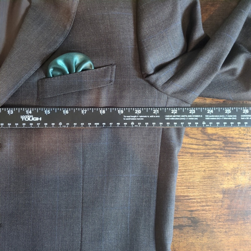 Ermenegildo Zegna Mens Brown‎ Blue Windowpane 100% Wool 3 Button Blazer 46R - Picture 12 of 16
